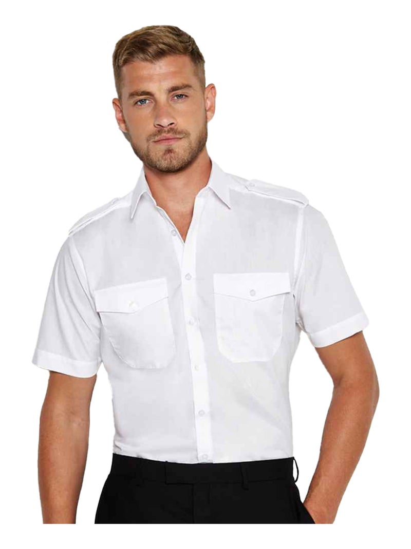 Kustom Kit - Chemise pilote manches courtes Blanc - Kiabi
