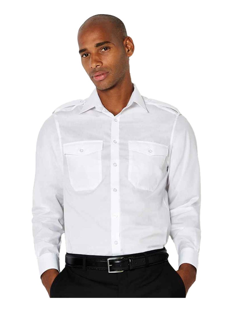 Kustom Kit - Chemise pilote manches longues Blanc - Kiabi