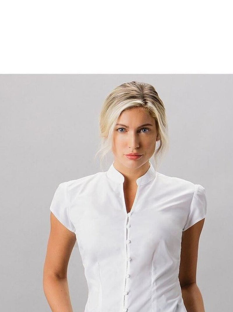 Kustom Kit - Chemisier à mancherons et col mandarin Blanc - Kiabi