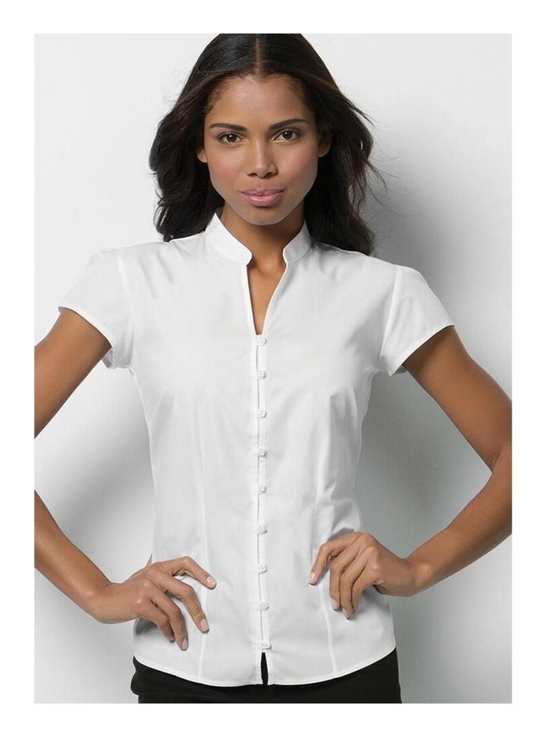 Kustom Kit - Chemisier à mancherons et col mandarin Blanc - Kiabi