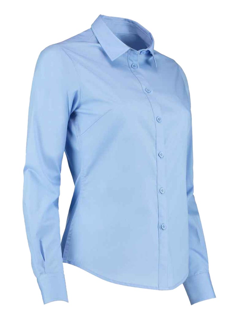 Kustom Kit - Chemisier manches longues Bleu clair - Kiabi