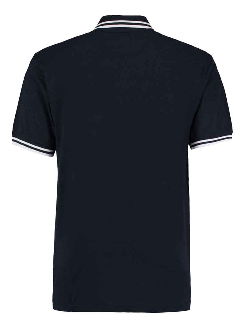 Kustom Kit - Polo motif/style rayure contrastée sur bord Bleu Bleu marine Blanc - Kiabi