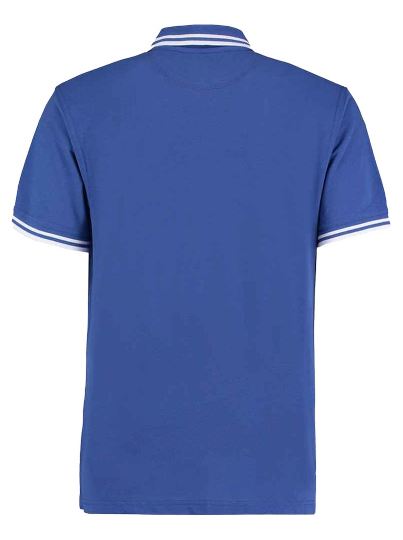 Kustom Kit - Polo motif/style rayure contrastée sur bord Bleu roi - Kiabi