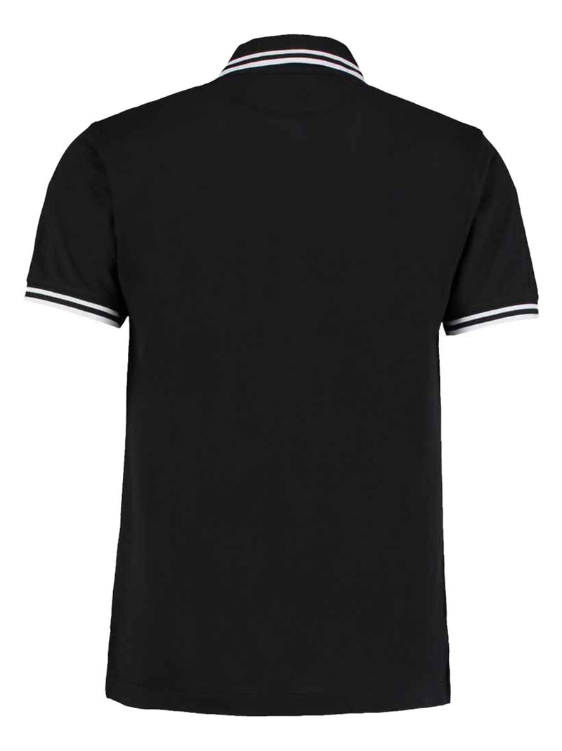 Kustom Kit - Polo motif/style rayure contrastée sur bord Noir Blanc - Kiabi