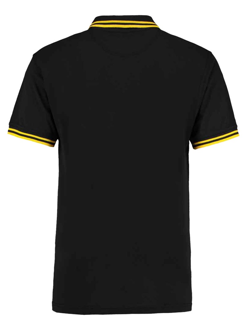 Kustom Kit - Polo motif/style rayure contrastée sur bord Noir Jaune - Kiabi