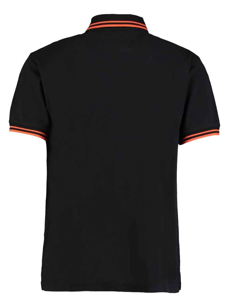 Kustom Kit - Polo motif/style rayure contrastée sur bord Noir Orange - Kiabi