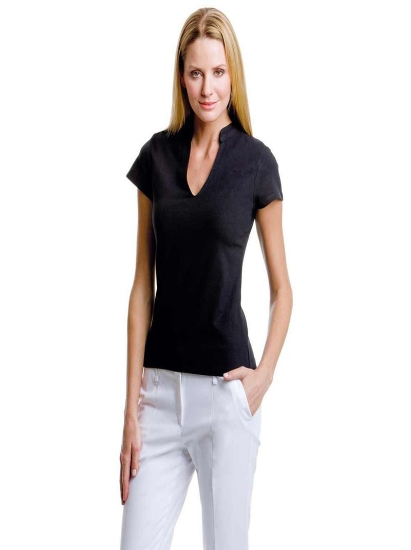 Kustom Kit - T-shirt à manches courtes et col mandarin Noir - Kiabi