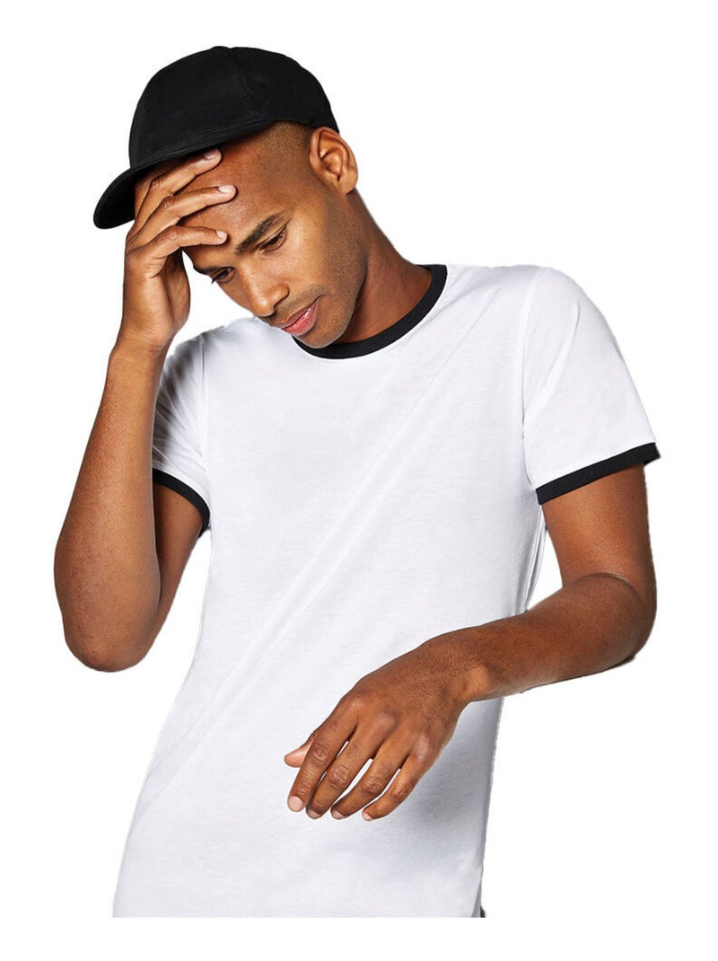 Kustom Kit - T-shirt motif/style ringer Blanc Noir - Kiabi