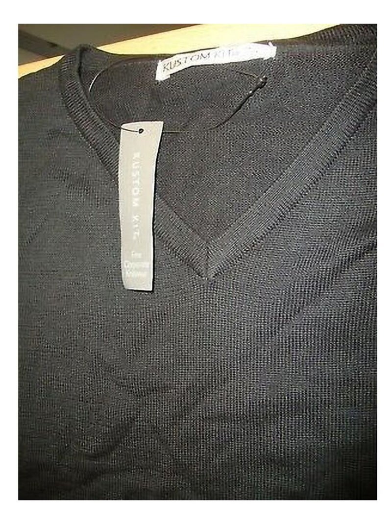 Kustom Kit Arundel - Pull à col en V Noir Gris - Kiabi