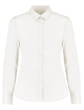 Kustom Kit Chemise à manches longues en tissu extensible Oxford pour dames et demoiselles