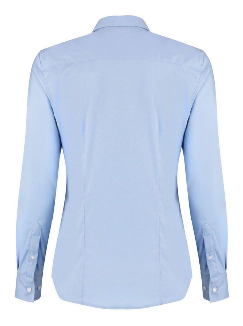 Kustom Kit Chemise à manches longues en tissu extensible Oxford pour dames et demoiselles Bleu clair - Kiabi