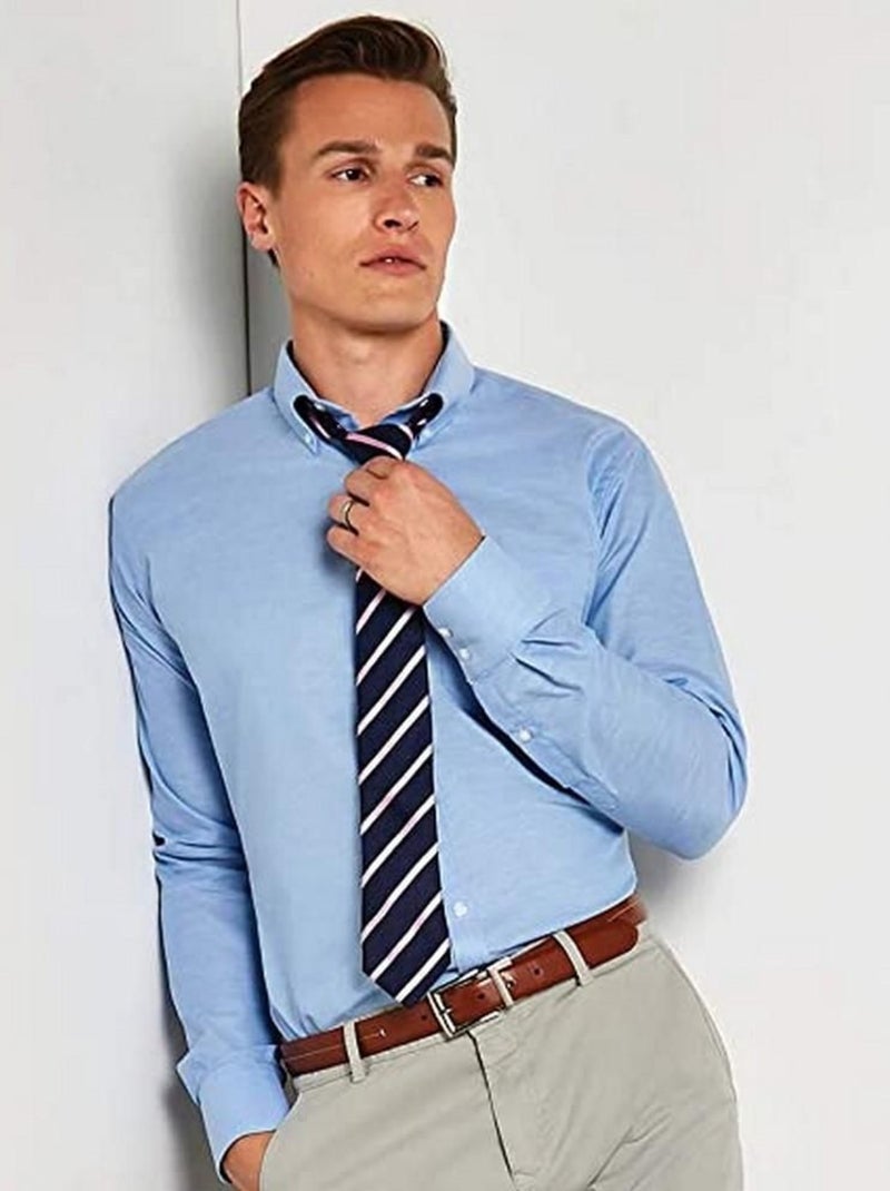 Kustom Kit Chemise à manches longues Oxford Slim pour hommes Bleu clair - Kiabi