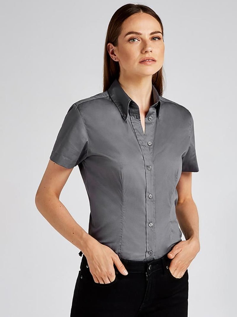 Kustom Kit Chemise d'entreprise Oxford à manches courtes pour femmes Gris foncé - Kiabi
