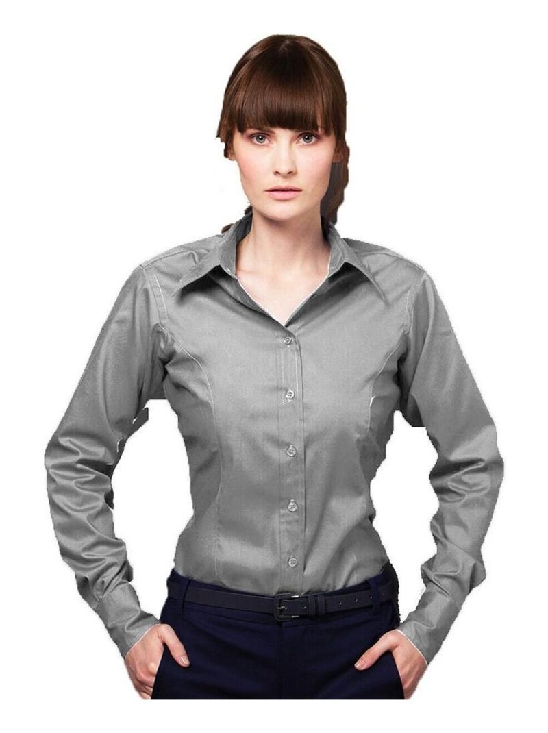 Kustom Kit Chemise Oxford à manches longues pour dames Gris - Kiabi