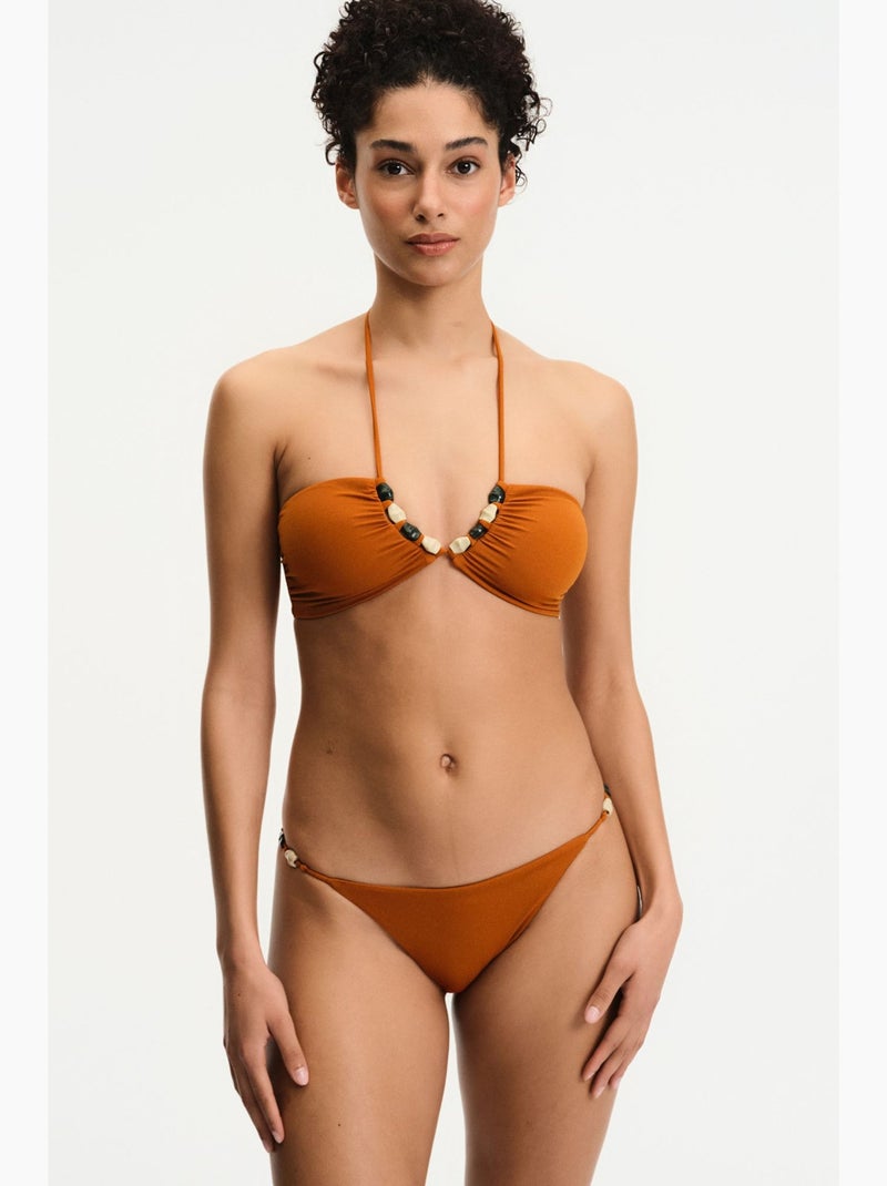 Kya side bas de bikini taille mi-haute penti Camel - Kiabi