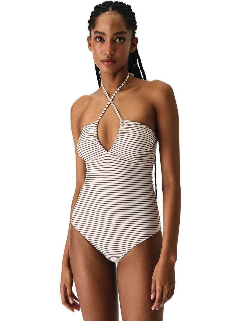 Kylee bandeau maillot de bain rayé bandeau penti Blanc cassé - Kiabi