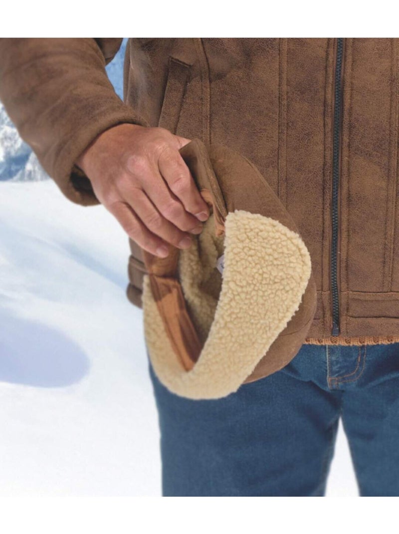 La casquette cache-oreilles suédine et sherpa  - atlas for men Camel - Kiabi