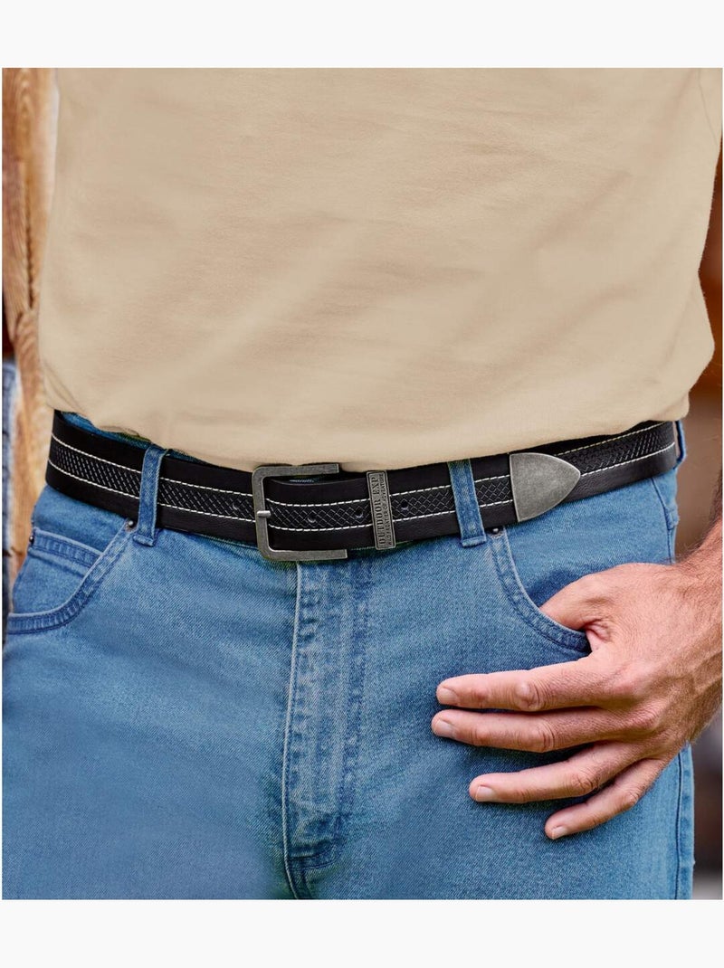 La ceinture croute de cuir avec coffret  - atlas for men Noir - Kiabi