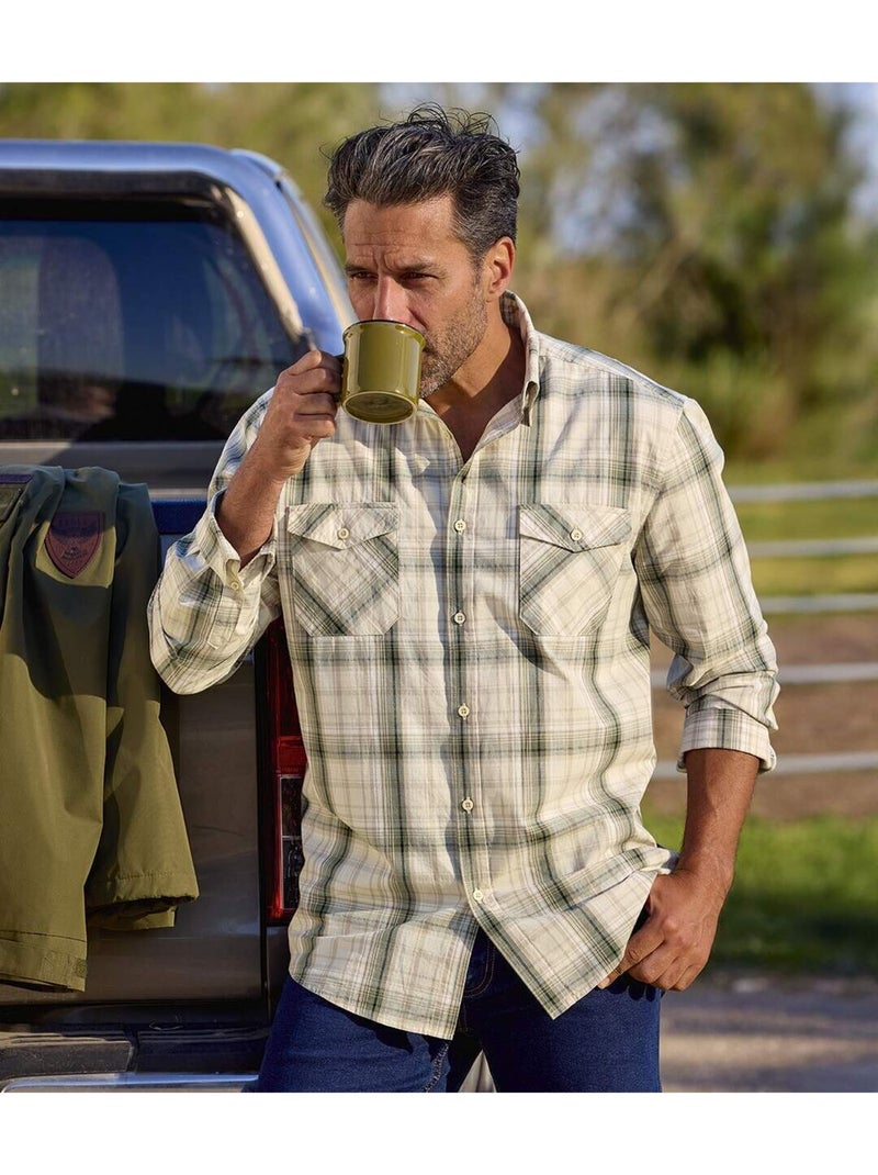 La chemise à carreaux texas  - atlas for men Beige/Vert - Kiabi
