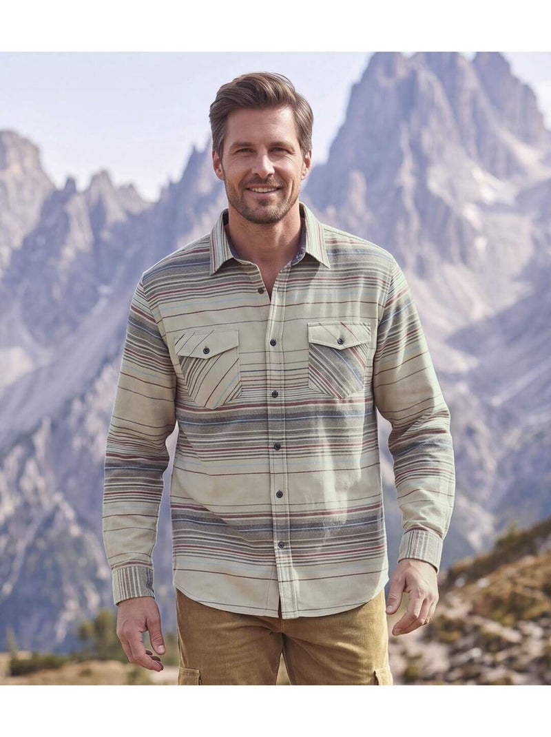 La chemise flanelle rayée  - atlas for men Gris - Kiabi