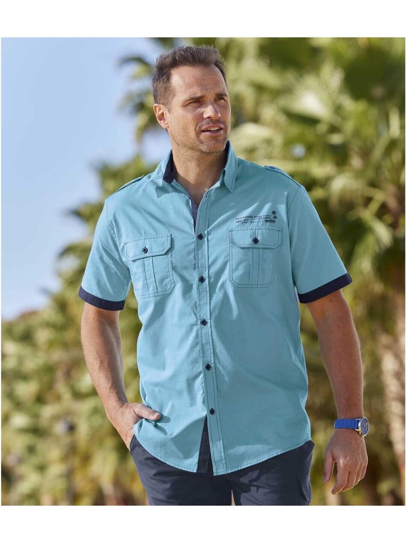 La Chemise Pilote - ATLAS FOR MEN Bleu turquoise - Kiabi