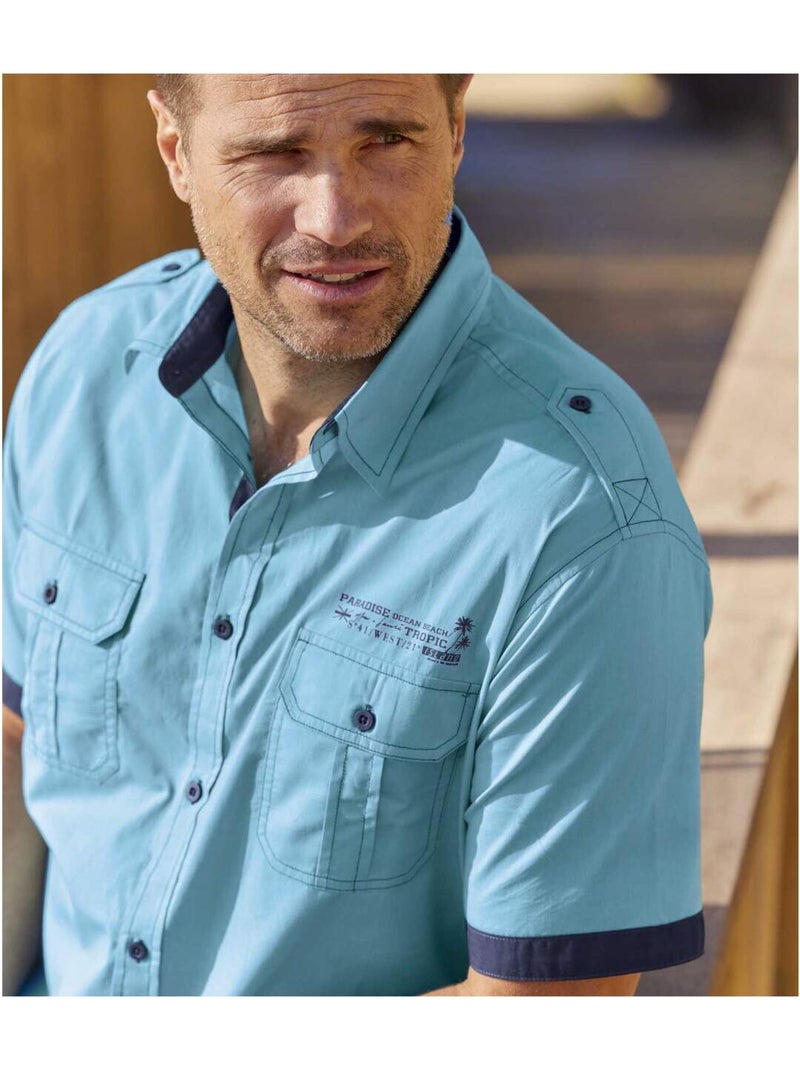 La Chemise Pilote - ATLAS FOR MEN Bleu turquoise - Kiabi