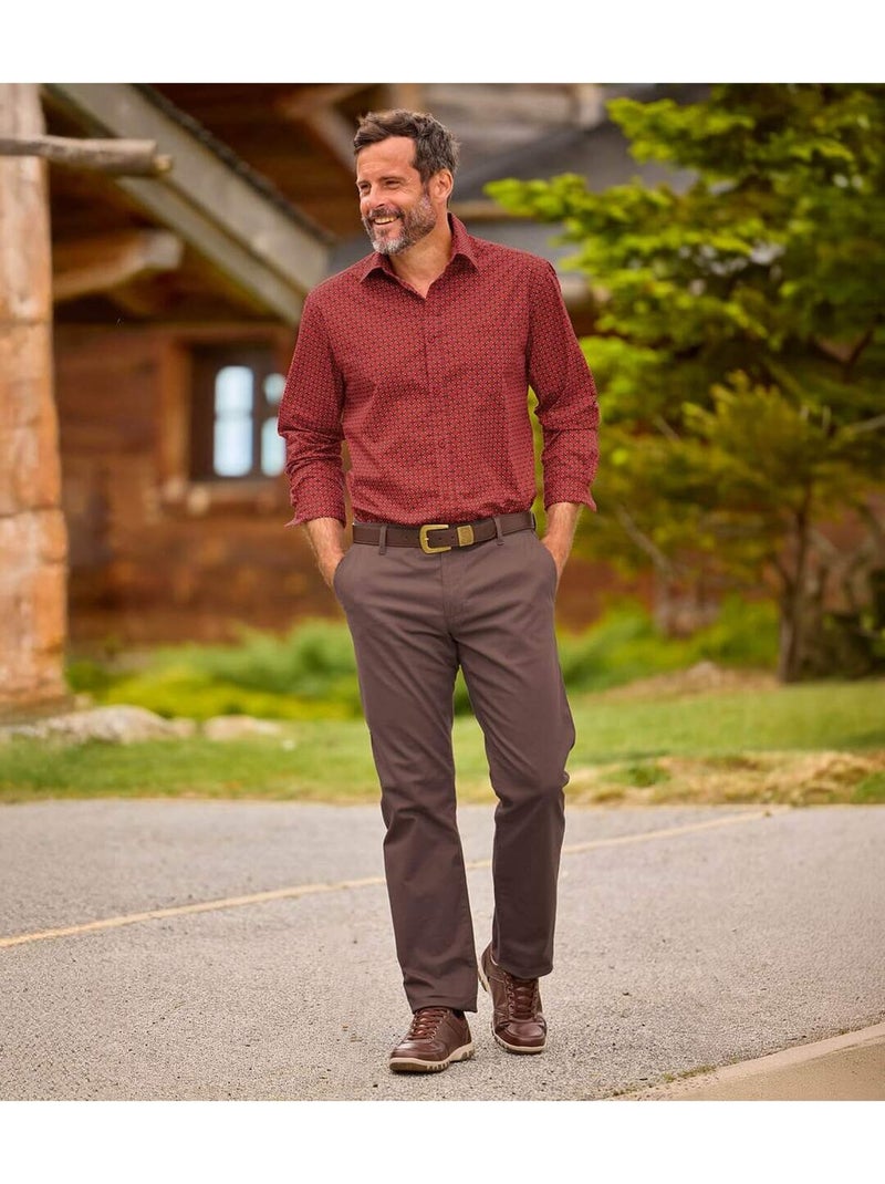 La chemise popeline à micro-motifs - atlas for men Rouge brique - Kiabi