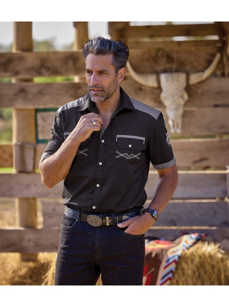 La chemise popeline fantaisie  - atlas for men Noir - Kiabi