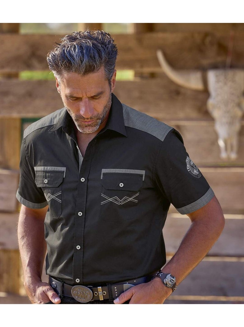 La chemise popeline fantaisie  - atlas for men Noir - Kiabi