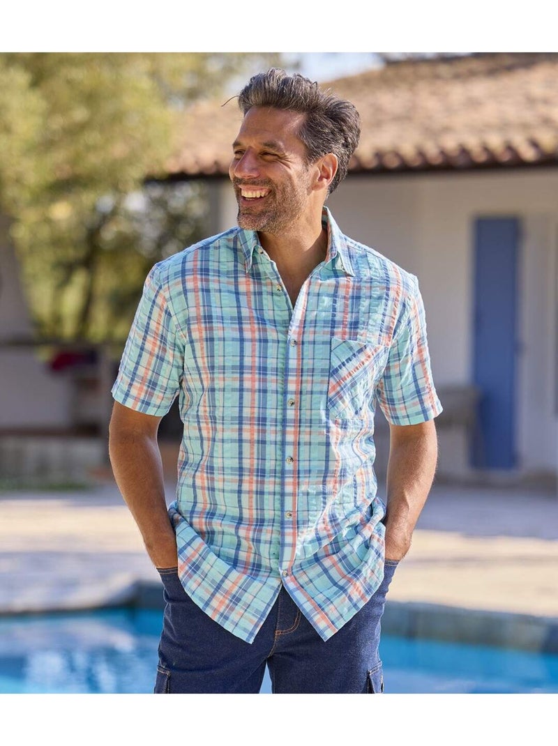 La chemisette effet gaufré  - atlas for men Bleu - Kiabi