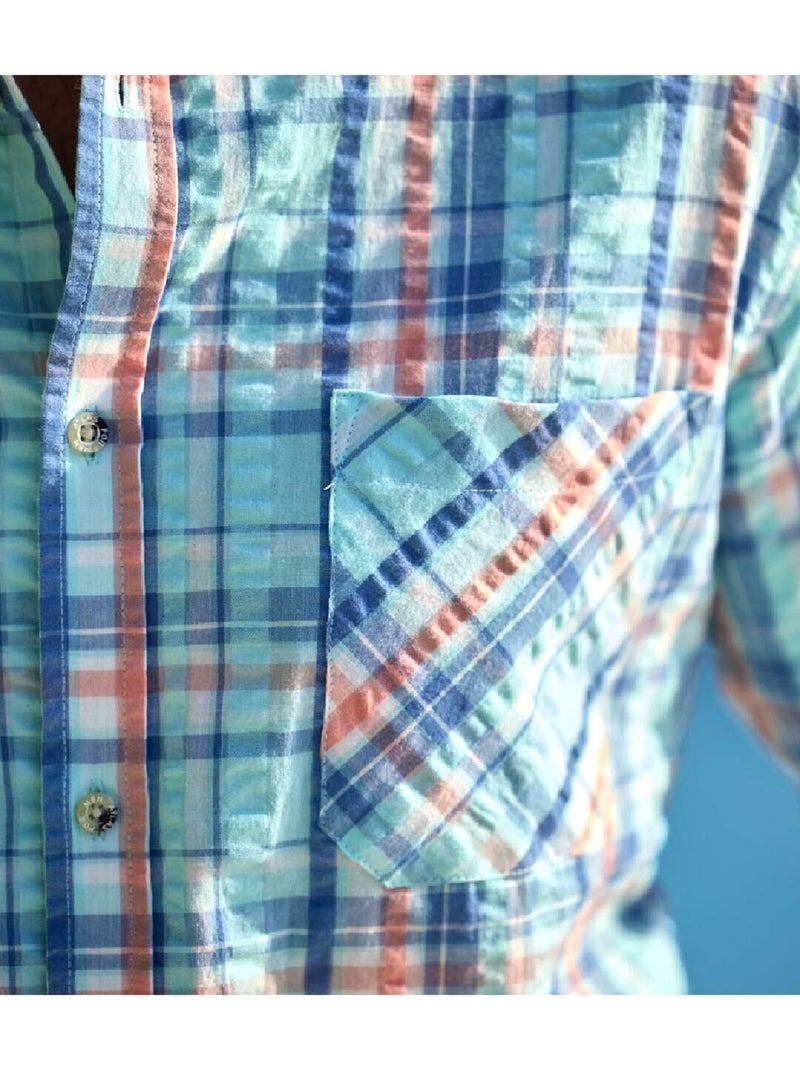 La chemisette effet gaufré  - atlas for men Bleu - Kiabi
