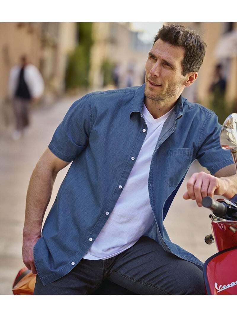 La Chemisette en Denim Atlas®  - ATLAS FOR MEN Bleu - Kiabi