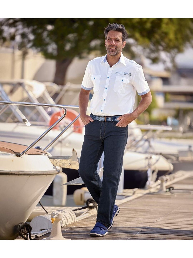 La Chemisette Pilote Estivale en Popeline  - ATLAS FOR MEN Blanc - Kiabi