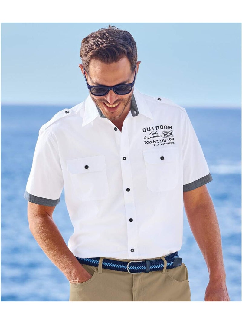 La chemisette popeline pilote estivale  - atlas for men Blanc - Kiabi