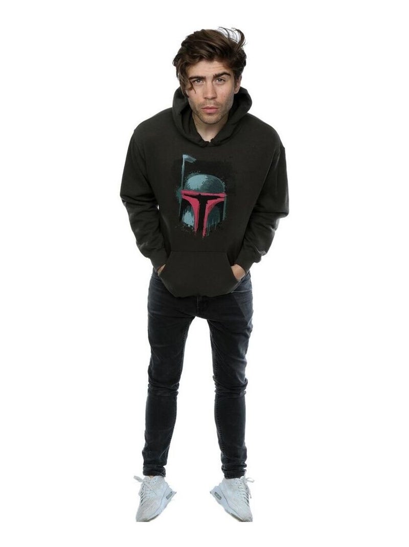 La Guerre des étoiles - Sweat à capuche motif Boba Fett motif/style casque Gris Noir - Kiabi