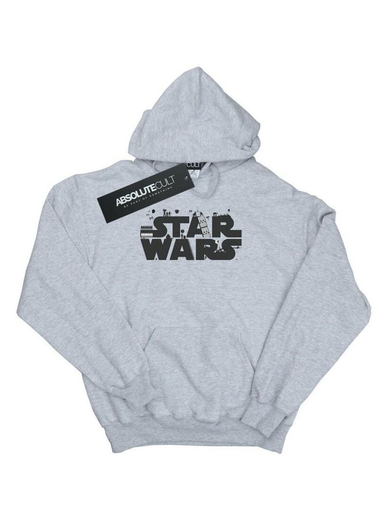 La Guerre des étoiles - Sweat à capuche motif/style minimaliste Gris chiné - Kiabi