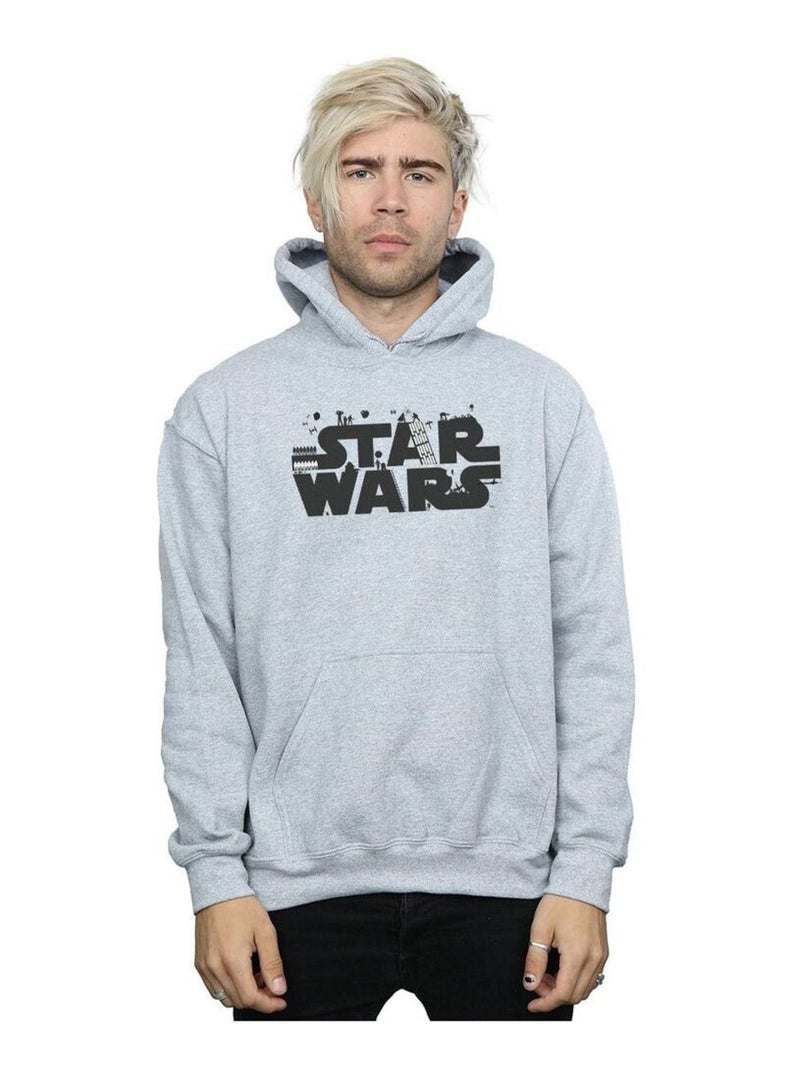 La Guerre des étoiles - Sweat à capuche motif/style minimaliste Gris chiné - Kiabi