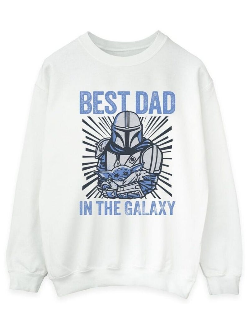 La Guerre des étoiles - Sweat MANDALORIAN BEST DAD GALAXY Blanc - Kiabi