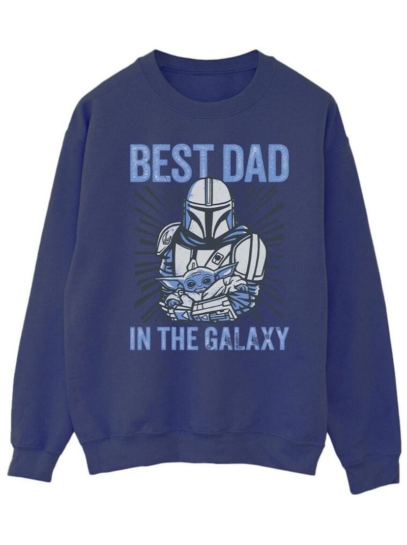 La Guerre des étoiles - Sweat MANDALORIAN BEST DAD GALAXY Bleu marine - Kiabi