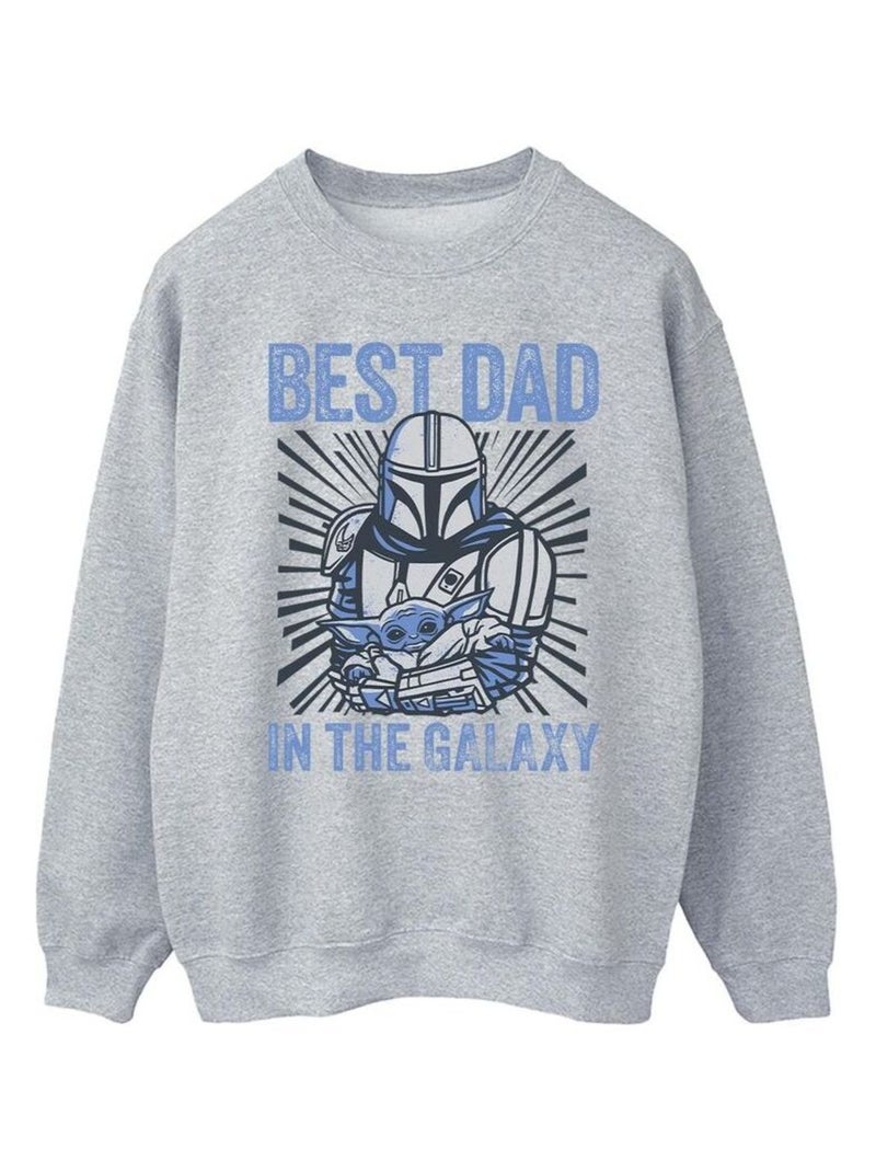 La Guerre des étoiles - Sweat MANDALORIAN BEST DAD GALAXY Gris chiné - Kiabi