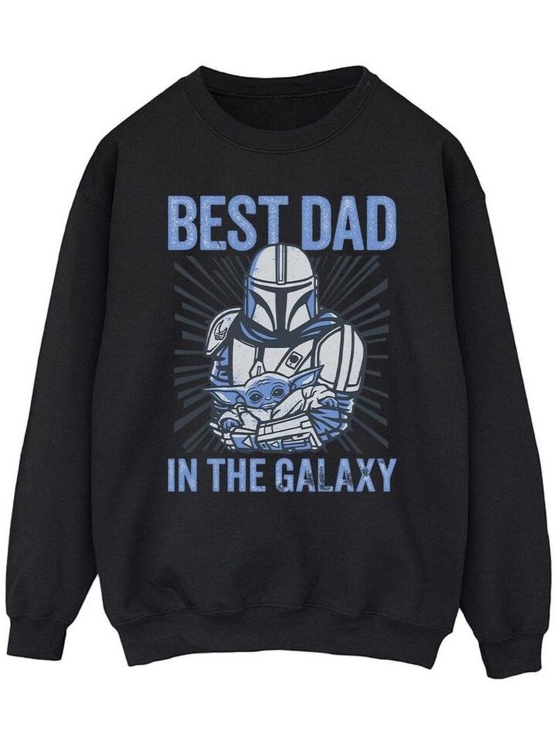 La Guerre des étoiles - Sweat MANDALORIAN BEST DAD GALAXY Noir - Kiabi