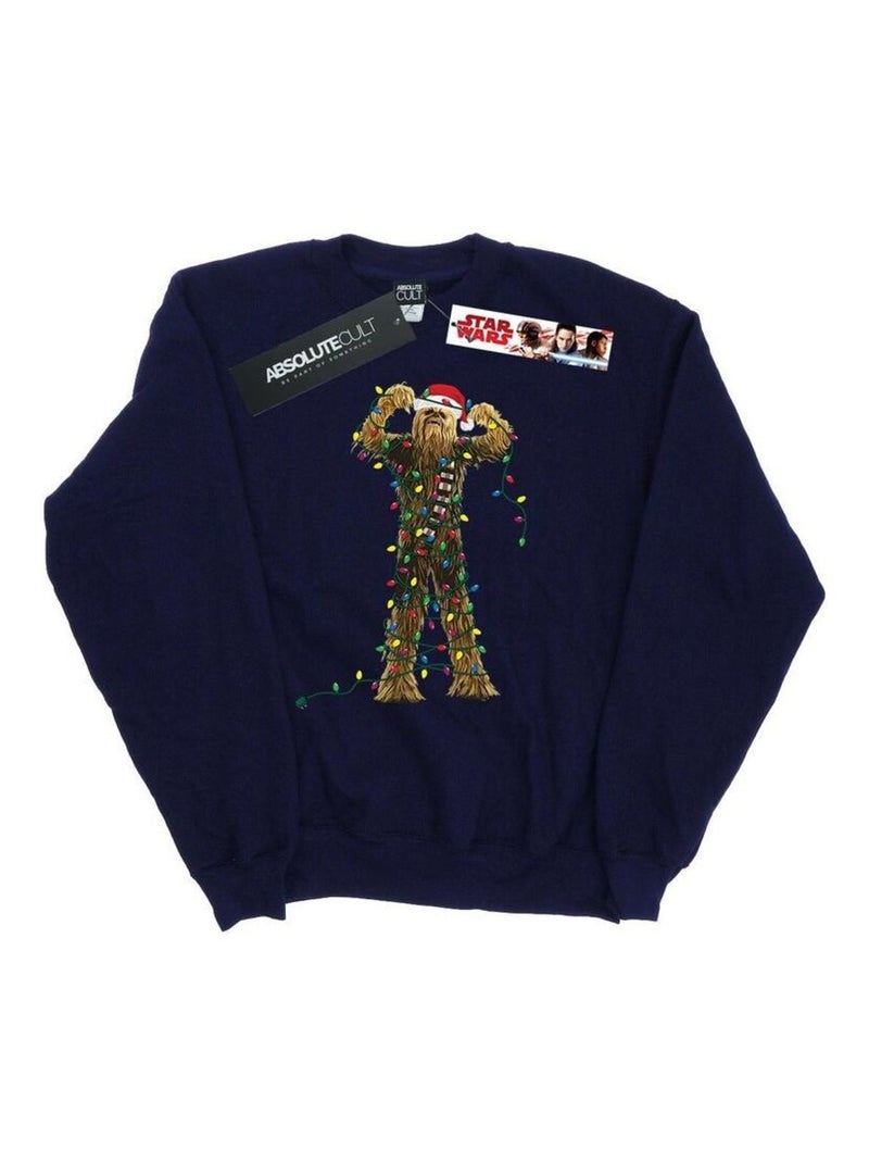 La Guerre des étoiles - Sweat motif Chewbacca motif/style Lumières de Noël Bleu marine - Kiabi