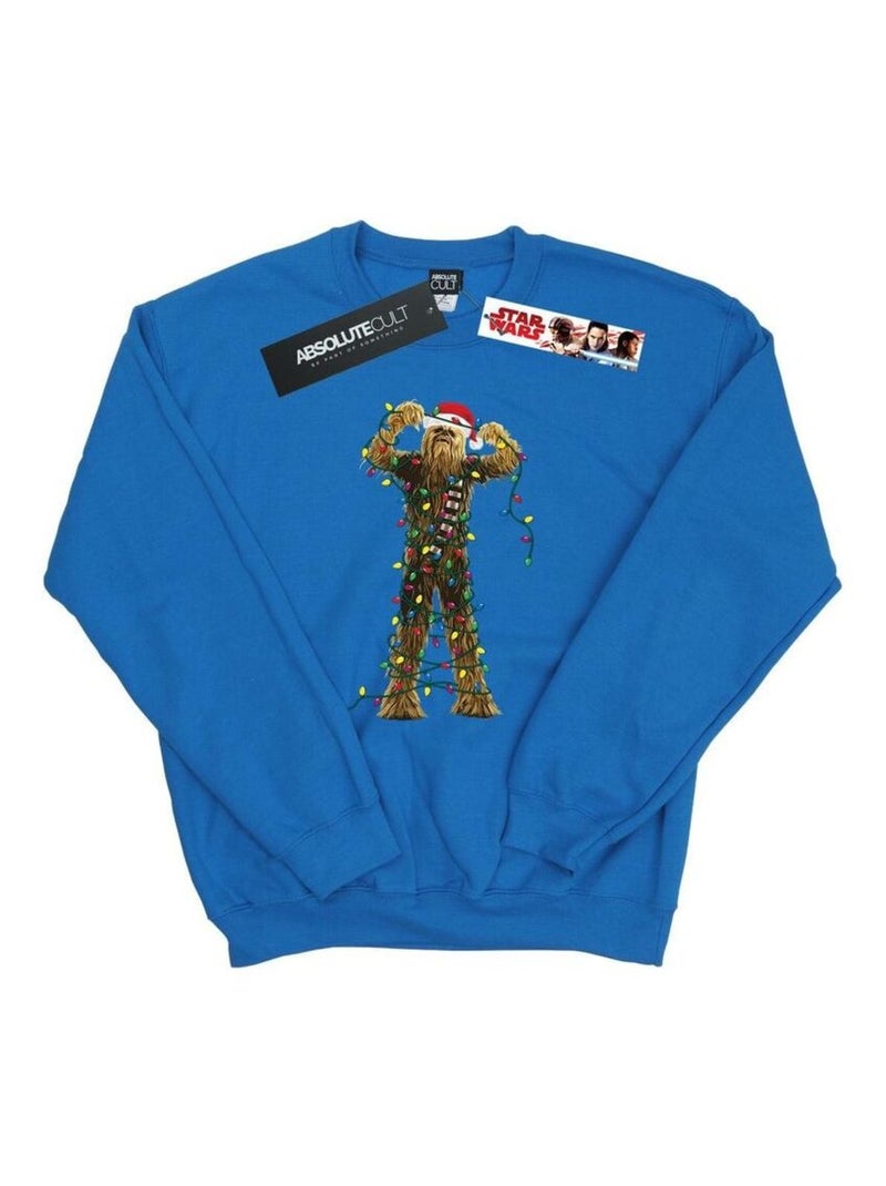 La Guerre des étoiles - Sweat motif Chewbacca motif/style Lumières de Noël Bleu roi - Kiabi