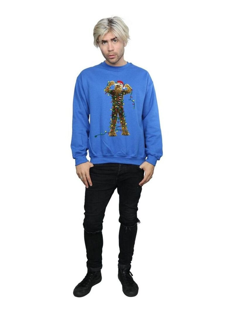 La Guerre des étoiles - Sweat motif Chewbacca motif/style Lumières de Noël Bleu roi - Kiabi