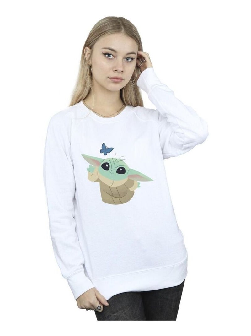 La Guerre des étoiles - Sweat THE MANDALORIAN BUTTERFLY CATCHING Blanc - Kiabi
