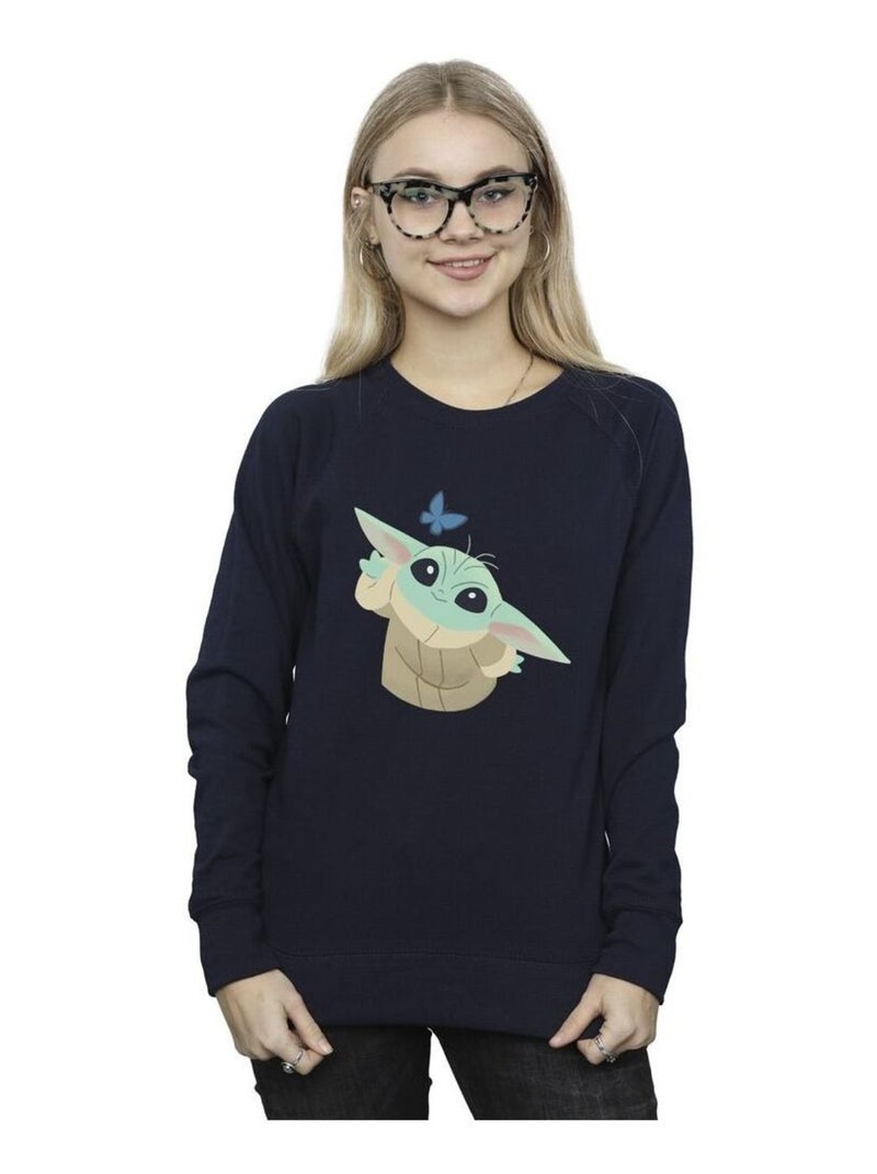 La Guerre des étoiles - Sweat THE MANDALORIAN BUTTERFLY CATCHING Bleu marine - Kiabi