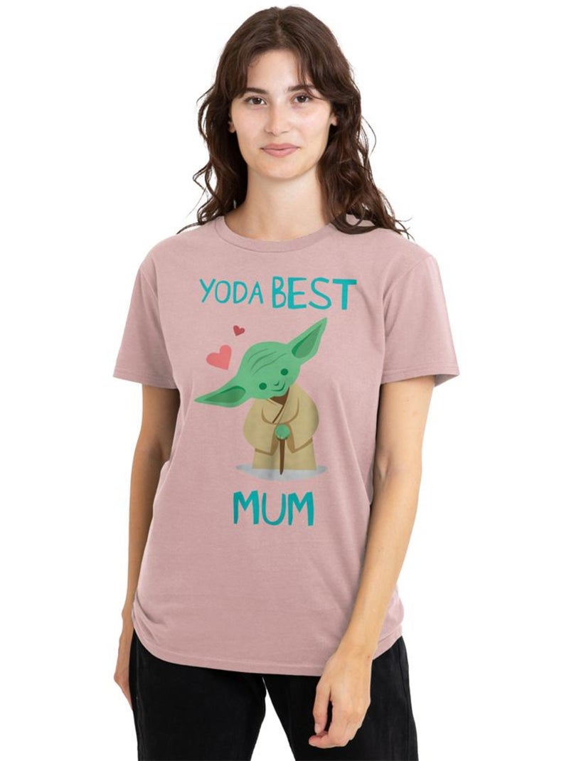 La Guerre des étoiles - T-shirt fête des mères motif Yoda BEST MUM (Yoda) Rose - Kiabi