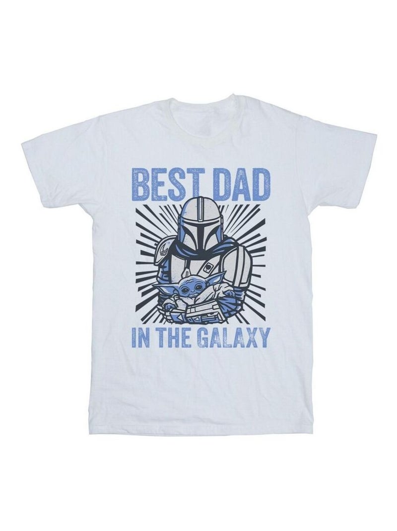 La Guerre des étoiles - T-shirt MANDALORIAN BEST DAD GALAXY Blanc - Kiabi