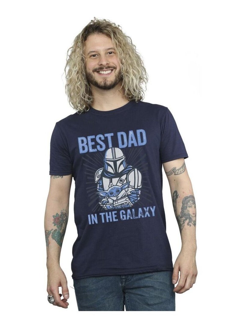La Guerre des étoiles - T-shirt MANDALORIAN BEST DAD GALAXY Bleu marine - Kiabi