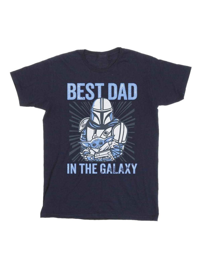 La Guerre des étoiles - T-shirt MANDALORIAN BEST DAD GALAXY Bleu marine - Kiabi